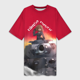 Платье-футболка 3D с принтом Girls und Panzer | Девушки и танки (z) в Новосибирске,  |  | anime | girls und panzer | panzer | аниме | анцио | гарудзу андо панца | девушки и танки | куромориминэ | манго | оараи | пик чёрного леса | сандерс | спокон