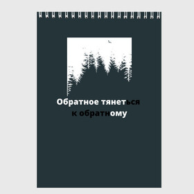 Скетчбук с принтом Обратный лес в Новосибирске, 100% бумага
 | 48 листов, плотность листов — 100 г/м2, плотность картонной обложки — 250 г/м2. Листы скреплены сверху удобной пружинной спиралью | Тематика изображения на принте: зима | зимний лес | лес | натурализм | природа | снег в лесу