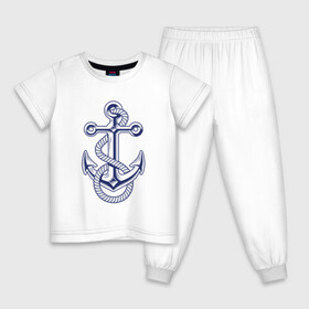 Детская пижама хлопок с принтом Якорь в Новосибирске, 100% хлопок |  брюки и футболка прямого кроя, без карманов, на брюках мягкая резинка на поясе и по низу штанин
 | anchor | корабль | море | океан | шварт | якори | якорь