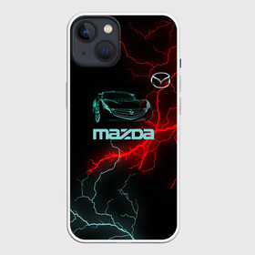Чехол для iPhone 13 с принтом Mazda в Новосибирске,  |  | auto | drift | neon | sport | авто | автомобили | автомобиль | автомобильные | бренд | внедорожники | дрифт | легковые | марка | спорт