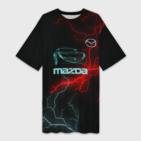 Платье-футболка 3D с принтом Mazda в Новосибирске,  |  | auto | drift | neon | sport | авто | автомобили | автомобиль | автомобильные | бренд | внедорожники | дрифт | легковые | марка | спорт
