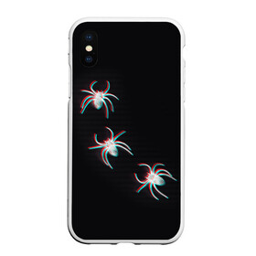 Чехол для iPhone XS Max матовый с принтом ПАУКИ ГЛИТЧ GLITCH SPIDERS в Новосибирске, Силикон | Область печати: задняя сторона чехла, без боковых панелей | glitch | spider | tegunvteg | глитч | насекомые | паук | пауки | хэллоуин