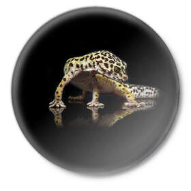 Значок с принтом ЭУБЛЕФАР  EUBLEPHARIS в Новосибирске,  металл | круглая форма, металлическая застежка в виде булавки | tegunvteg | геккон | гекон | зублефар | леопардовый геккон | эу | эублефар | ящерица
