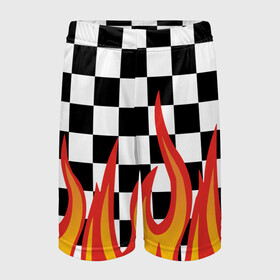 Детские спортивные шорты 3D с принтом ОГОНЬ УЗОР PATTERN в Новосибирске,  100% полиэстер
 | пояс оформлен широкой мягкой резинкой, ткань тянется
 | Тематика изображения на принте: fire | pattern | искры | огонь | пламя | пожар. | текстура огня | узор | шахматы