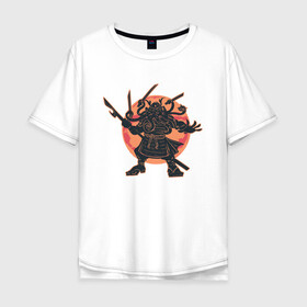 Мужская футболка хлопок Oversize с принтом Ктулху Самурай Samurai ninja в Новосибирске, 100% хлопок | свободный крой, круглый ворот, “спинка” длиннее передней части | art | cyberpunk samurai | elder god | ninja | oni | rdsmry | ronin | samurai | shogun | арт | говард лавкрафт | древние боги | древний бог | киберпанк самурай | мерч | осьминог | прикол | путь воина | ронин | сёгун | токио | харакири