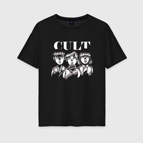 Женская футболка хлопок Oversize с принтом Kid Cult Детский культ Ужасы в Новосибирске, 100% хлопок | свободный крой, круглый ворот, спущенный рукав, длина до линии бедер
 | devil | fear | horror | horror merch | occult | religion | ritual | satanic | satanism | демон | дети | дети кукурузы | детский культ | дьявол | культизм | оккультизм | прикол | религия | ритуал | сатана | сатанизм | секта | ужас | ужастик