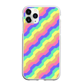 Чехол для iPhone 11 Pro матовый с принтом Радужные волны в Новосибирске, Силикон |  | волна | волны | зигзаг | красочный | круто | лето | линии | линия | полоса | полосы | радуга | узор