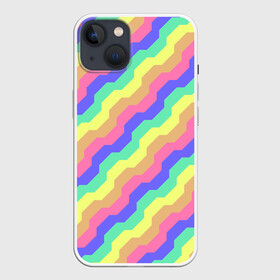 Чехол для iPhone 13 с принтом Радужные волны в Новосибирске,  |  | волна | волны | зигзаг | красочный | круто | лето | линии | линия | полоса | полосы | радуга | узор
