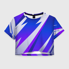 Женская футболка Crop-top 3D с принтом SPORT STYLE BLUE в Новосибирске, 100% полиэстер | круглая горловина, длина футболки до линии талии, рукава с отворотами | 3d | 3д | sport | абстракция | линии | паттерн | соты | спортивный стиль | текстуры
