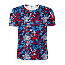 Мужская футболка 3D спортивная с принтом 3D звездочки в Новосибирске, 100% полиэстер с улучшенными характеристиками | приталенный силуэт, круглая горловина, широкие плечи, сужается к линии бедра | 3d | 3д | stars | абстракция | звездопад | звездочки | звезды | паттерн | текстуры