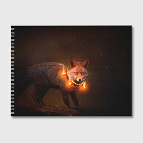 Альбом для рисования с принтом Лисица с гирляндой в Новосибирске, 100% бумага
 | матовая бумага, плотность 200 мг. | fox | foxy | животное | звери | лиса | лисенок | лисичка | милая | рыжая | фокс