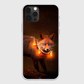 Чехол для iPhone 12 Pro с принтом Лисица с гирляндой в Новосибирске, силикон | область печати: задняя сторона чехла, без боковых панелей | fox | foxy | животное | звери | лиса | лисенок | лисичка | милая | рыжая | фокс