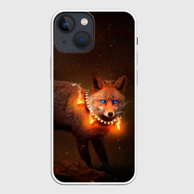 Чехол для iPhone 13 mini с принтом Лисица с гирляндой в Новосибирске,  |  | fox | foxy | животное | звери | лиса | лисенок | лисичка | милая | рыжая | фокс