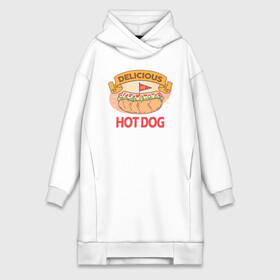 Платье-худи хлопок с принтом Delicious Hot Dog в Новосибирске,  |  | burgers | delicious | hot dog | вредная еда | еда