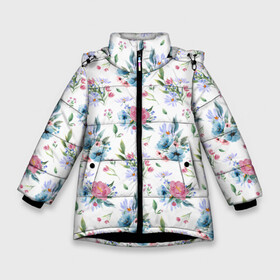 Зимняя куртка для девочек 3D с принтом Весенние акварельные цветы в Новосибирске, ткань верха — 100% полиэстер; подклад — 100% полиэстер, утеплитель — 100% полиэстер. | длина ниже бедра, удлиненная спинка, воротник стойка и отстегивающийся капюшон. Есть боковые карманы с листочкой на кнопках, утяжки по низу изделия и внутренний карман на молнии. 

Предусмотрены светоотражающий принт на спинке, радужный светоотражающий элемент на пуллере молнии и на резинке для утяжки. | Тематика изображения на принте: flowers art | illustration | pattern | spring | summer | watercolor | wildflowers | акварель | акварельные краски | акварельный рисунок | букет | бутоны | весна | лето | полевые цветы | узор из цветов | цветочная иллюстрация