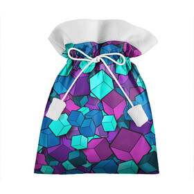 Подарочный 3D мешок с принтом СИРЕНЕВЫЕ КУБЫ в Новосибирске, 100% полиэстер | Размер: 29*39 см | blue | cube | geometry | геометрия | квадраты | кубики | кубы | паттерн | синий | сиреневый | текстуры | фиолетовый