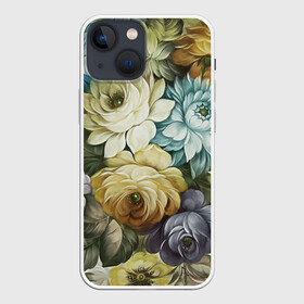 Чехол для iPhone 13 mini с принтом Цветы на белом фоне в Новосибирске,  |  | декоративная роспись | живопись | жостово | жостовская роспись | розы | цветы