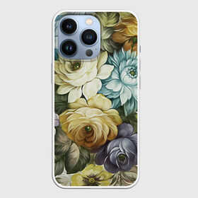 Чехол для iPhone 13 Pro с принтом Цветы на белом фоне в Новосибирске,  |  | декоративная роспись | живопись | жостово | жостовская роспись | розы | цветы