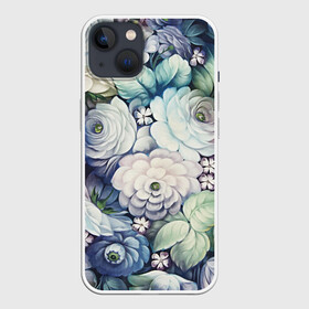 Чехол для iPhone 13 с принтом Цветы на синем фоне в Новосибирске,  |  | декоративная роспись | живопись | жостово | жостовская роспись | розы | цветы