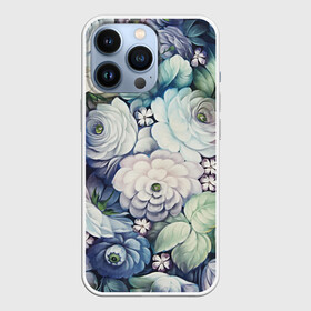 Чехол для iPhone 13 Pro с принтом Цветы на синем фоне в Новосибирске,  |  | декоративная роспись | живопись | жостово | жостовская роспись | розы | цветы
