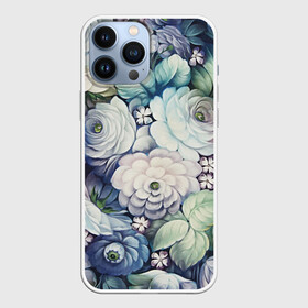 Чехол для iPhone 13 Pro Max с принтом Цветы на синем фоне в Новосибирске,  |  | декоративная роспись | живопись | жостово | жостовская роспись | розы | цветы