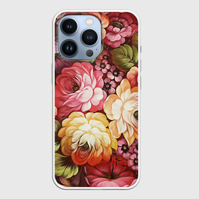 Чехол для iPhone 13 Pro с принтом Цветы на красном фоне в Новосибирске,  |  | декоративная роспись | живопись | жостово | жостовская роспись | розы | цветы