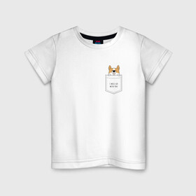 Детская футболка хлопок с принтом Корги в кармане_02 в Новосибирске, 100% хлопок | круглый вырез горловины, полуприлегающий силуэт, длина до линии бедер | Тематика изображения на принте: corgi | dog | вельш корги | карман | корги | коржик | собака