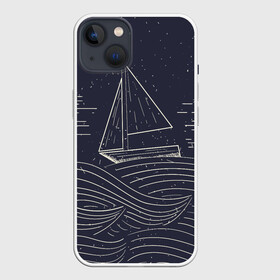 Чехол для iPhone 13 с принтом Одинокий корабль в море в Новосибирске,  |  | alone | sailboat | ship | ships | волны | кораблик | корабль | лодка | ночь | одинокий | парус | парусная лодка