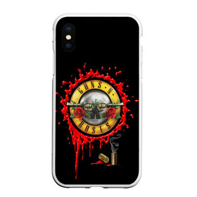 Чехол для iPhone XS Max матовый с принтом GUNS N ROSES в Новосибирске, Силикон | Область печати: задняя сторона чехла, без боковых панелей | band | gnr | guns n roses | hardrock | metal | music | retro | rock | slash | usa | группа | метал | музыка | ретро | розы | рок | роуз | слэш | стволы