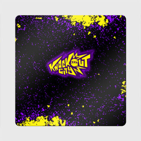 Магнит виниловый Квадрат с принтом Knockout City, logo в Новосибирске, полимерный материал с магнитным слоем | размер 9*9 см, закругленные углы | Тематика изображения на принте: knockout city | вышибала | игра | логотипы игр | нокаут | нокаут сити | экшн