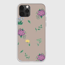 Чехол для iPhone 12 Pro с принтом Цветочная эстетика в Новосибирске, силикон | область печати: задняя сторона чехла, без боковых панелей | лето | лист | листья | одуванчик | природа | растение | растения | цветок | цветочек | цветы