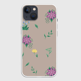 Чехол для iPhone 13 с принтом Цветочная эстетика в Новосибирске,  |  | лето | лист | листья | одуванчик | природа | растение | растения | цветок | цветочек | цветы