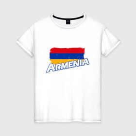Женская футболка хлопок с принтом Armenia Flag в Новосибирске, 100% хлопок | прямой крой, круглый вырез горловины, длина до линии бедер, слегка спущенное плечо | armenia | armenya | арарат | армения | армяне | армянин | арцах | горы | ереван | кавказ | народ | саркисян | ссср | страна | флаг