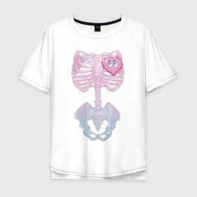 Мужская футболка хлопок Oversize с принтом yumemi riamu (Риаму Юмэми) в Новосибирске, 100% хлопок | свободный крой, круглый ворот, “спинка” длиннее передней части | Тематика изображения на принте: anime | yumemi riamu | аниме | девушки золушки | риаму юмэми | сердце | скелет | хэллоуин