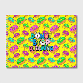 Альбом для рисования с принтом DONUTS в Новосибирске, 100% бумага
 | матовая бумага, плотность 200 мг. | Тематика изображения на принте: candys | children | donut | dreaming | food | rainbow | stop | вкусняшки | детские | еда | желтый | крем | мечты | надписи | пончики | сладости | текстуры
