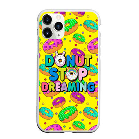 Чехол для iPhone 11 Pro матовый с принтом DONUTS в Новосибирске, Силикон |  | candys | children | donut | dreaming | food | rainbow | stop | вкусняшки | детские | еда | желтый | крем | мечты | надписи | пончики | сладости | текстуры