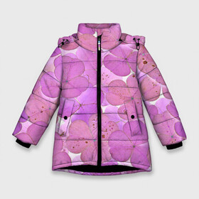Зимняя куртка для девочек 3D с принтом Ковер из КлеВера в Новосибирске, ткань верха — 100% полиэстер; подклад — 100% полиэстер, утеплитель — 100% полиэстер. | длина ниже бедра, удлиненная спинка, воротник стойка и отстегивающийся капюшон. Есть боковые карманы с листочкой на кнопках, утяжки по низу изделия и внутренний карман на молнии. 

Предусмотрены светоотражающий принт на спинке, радужный светоотражающий элемент на пуллере молнии и на резинке для утяжки. | зелень | клевер | ковер | природа | растение | розовый | цветок | цветы