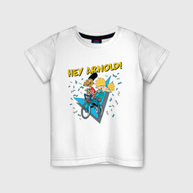 Детская футболка хлопок с принтом Hey Arnold (Эй Арнольд) в Новосибирске, 100% хлопок | круглый вырез горловины, полуприлегающий силуэт, длина до линии бедер | arnie | arnold | burt | gerald | hey | johanssen | martin | nickelodeon | арни | арнольд | берт | джеральд | джохансен | мартин | мульт | мультфильм | никелодеон | эй