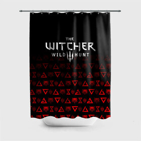 Штора 3D для ванной с принтом THE WITCHER [1] в Новосибирске, 100% полиэстер | плотность материала — 100 г/м2. Стандартный размер — 146 см х 180 см. По верхнему краю — пластиковые люверсы для креплений. В комплекте 10 пластиковых колец | the witcher | the witcher wild hunt | ведьмак | ведьмак 3: дикая охота