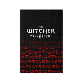 Обложка для паспорта матовая кожа с принтом THE WITCHER [1] в Новосибирске, натуральная матовая кожа | размер 19,3 х 13,7 см; прозрачные пластиковые крепления | the witcher | the witcher wild hunt | ведьмак | ведьмак 3: дикая охота