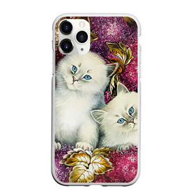 Чехол для iPhone 11 Pro матовый с принтом Два котенка в Новосибирске, Силикон |  | декоративная роспись | живопись | жостово | жостовская роспись | кошки