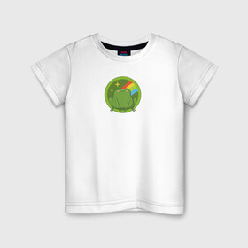 Детская футболка хлопок с принтом Лягушонок в Новосибирске, 100% хлопок | круглый вырез горловины, полуприлегающий силуэт, длина до линии бедер | жаба | животные | лягушка | лягушонок | мультик | мультфильм | мультяшный | персонаж | радуга