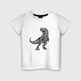 Детская футболка хлопок с принтом Тираннозавр узор Мандала в Новосибирске, 100% хлопок | круглый вырез горловины, полуприлегающий силуэт, длина до линии бедер | Тематика изображения на принте: art | ethnic | grunge | mandala | pattern | pop culture | rex | science | t rex | tribal | tyrannosaurus rex | vintage | арт | вензеля | винтаж | гранж | динозавр | наука | паттерн | популярная культура | теропод | ти рекс | тиранозавр | тирекс | хищник |