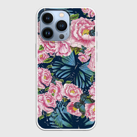 Чехол для iPhone 13 Pro с принтом Пионы в Новосибирске,  |  | бабочка | лето | насекомые | пионы | природа | растения | цветы