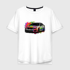 Мужская футболка хлопок Oversize с принтом красивая машина в Новосибирске, 100% хлопок | свободный крой, круглый ворот, “спинка” длиннее передней части | bmw | автомобиль | бмв | гламур | дорогая | дорого | дорогой | качество | машина | мем | понт | престижный
