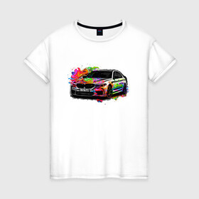 Женская футболка хлопок с принтом красивая машина в Новосибирске, 100% хлопок | прямой крой, круглый вырез горловины, длина до линии бедер, слегка спущенное плечо | bmw | автомобиль | бмв | гламур | дорогая | дорого | дорогой | качество | машина | мем | понт | престижный