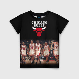 Детская футболка 3D с принтом CHICAGO BULLS [3] в Новосибирске, 100% гипоаллергенный полиэфир | прямой крой, круглый вырез горловины, длина до линии бедер, чуть спущенное плечо, ткань немного тянется | Тематика изображения на принте: basketball | bulls | chicago | chicago bulls | jordan | nba | баскетбол | джордан | нба | чикаго буллз