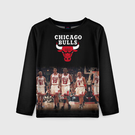 Детский лонгслив 3D с принтом CHICAGO BULLS [3] в Новосибирске, 100% полиэстер | длинные рукава, круглый вырез горловины, полуприлегающий силуэт
 | basketball | bulls | chicago | chicago bulls | jordan | nba | баскетбол | джордан | нба | чикаго буллз