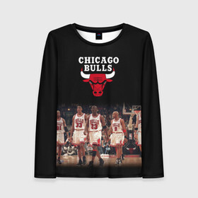 Женский лонгслив 3D с принтом CHICAGO BULLS [3] в Новосибирске, 100% полиэстер | длинные рукава, круглый вырез горловины, полуприлегающий силуэт | basketball | bulls | chicago | chicago bulls | jordan | nba | баскетбол | джордан | нба | чикаго буллз