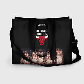 Сумка-шоппер 3D с принтом CHICAGO BULLS [3] в Новосибирске, 100% полиэстер | застегивается на металлическую кнопку; внутренний карман застегивается на молнию. Стенки укреплены специальным мягким материалом, чтобы защитить содержимое от несильных ударов
 | basketball | bulls | chicago | chicago bulls | jordan | nba | баскетбол | джордан | нба | чикаго буллз